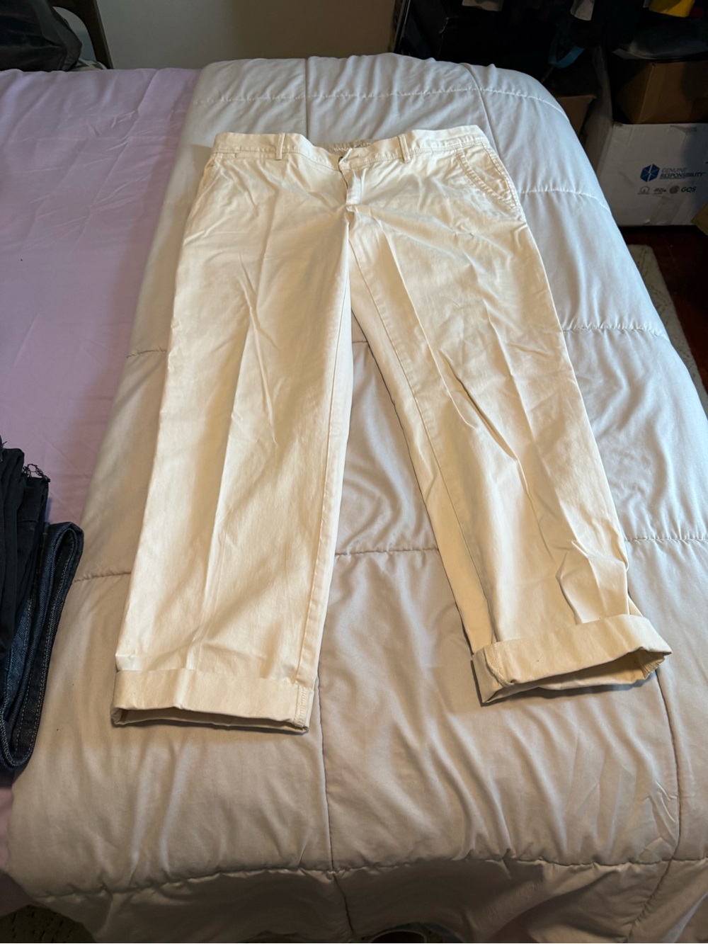Banana Republic Cream Cropped Cotton Blend Pants